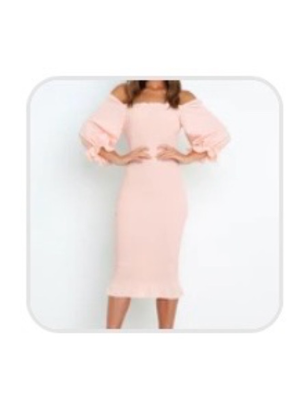 Petal & Pup Smocked Peach Midi Dress with Puff Sleeves